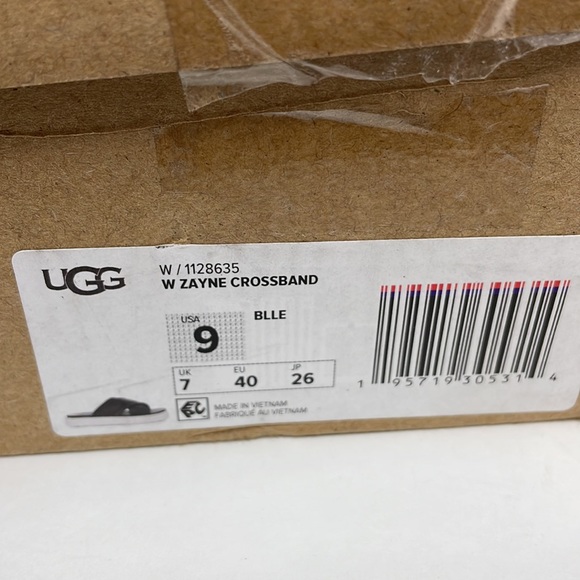 New Women’s UGG Black Zayne Crossband Platform Leather Slide Ons Size 9 - Picture 12 of 12